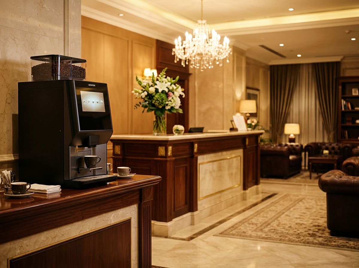 Machine à café et fontaine à eau dans une salle d'attente de clinique à Marseille